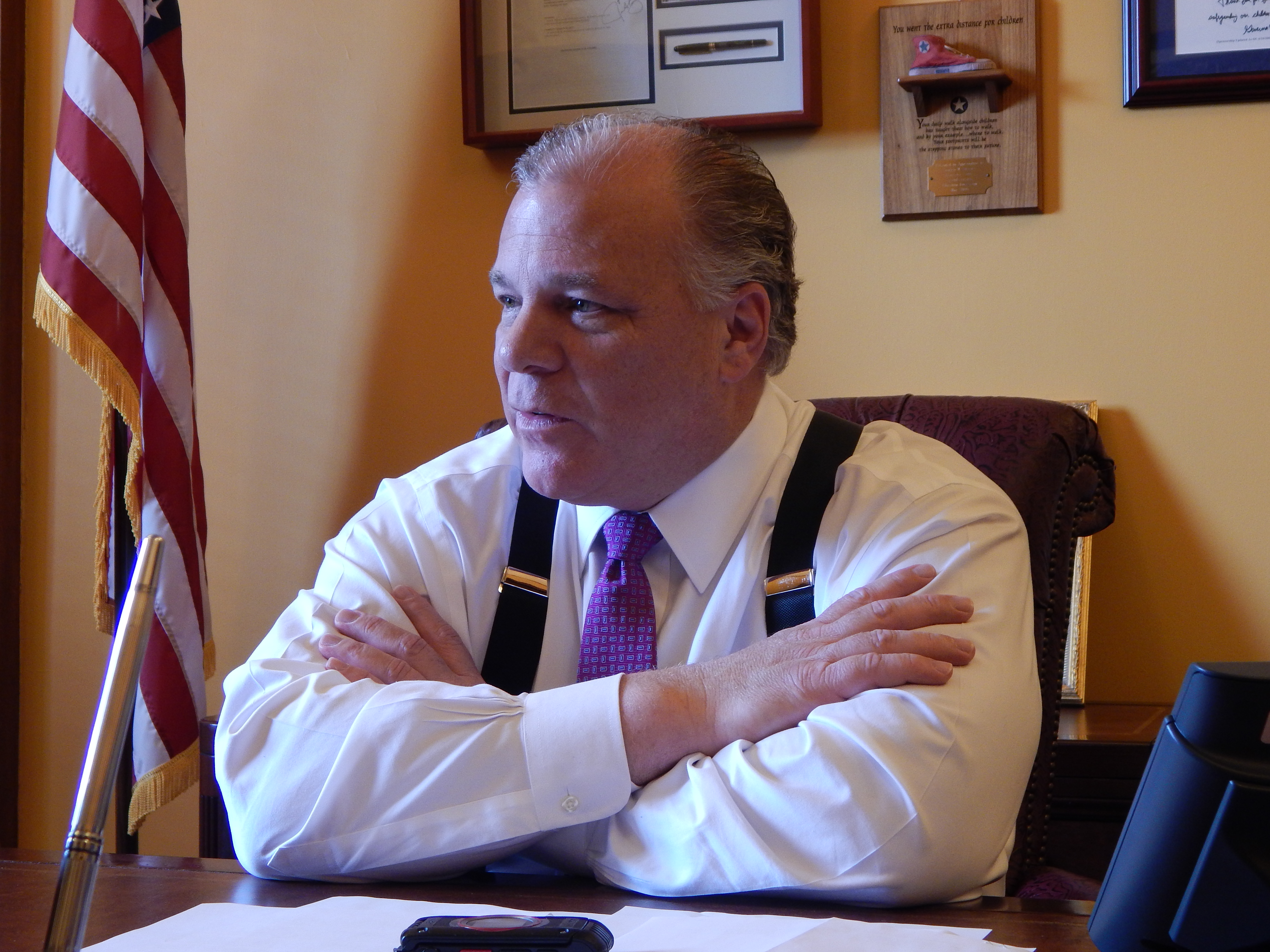 Sweeney in his statehouse office in Trenton.