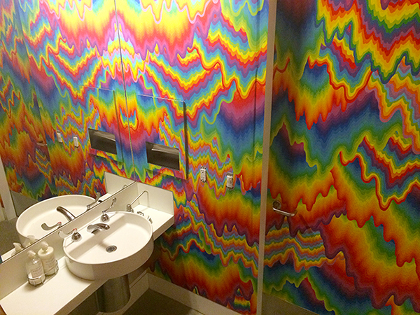 She painted the entire bathroom inside Gagosian Beverly Hills in September 2014. (Photo: courtesy the artist, via Jenstark.com)