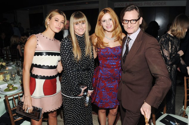 Hailey Baldwin, Amy Astley, Bella Thorne and Hamish Bowles attend teh Stars of Tomorrow Meet The Stars of Today Gala. (Photo: Patrick McMullan)