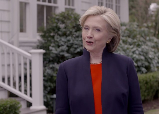 Hillary Clinton in her campaign launch video. (Screengrab: YouTube)