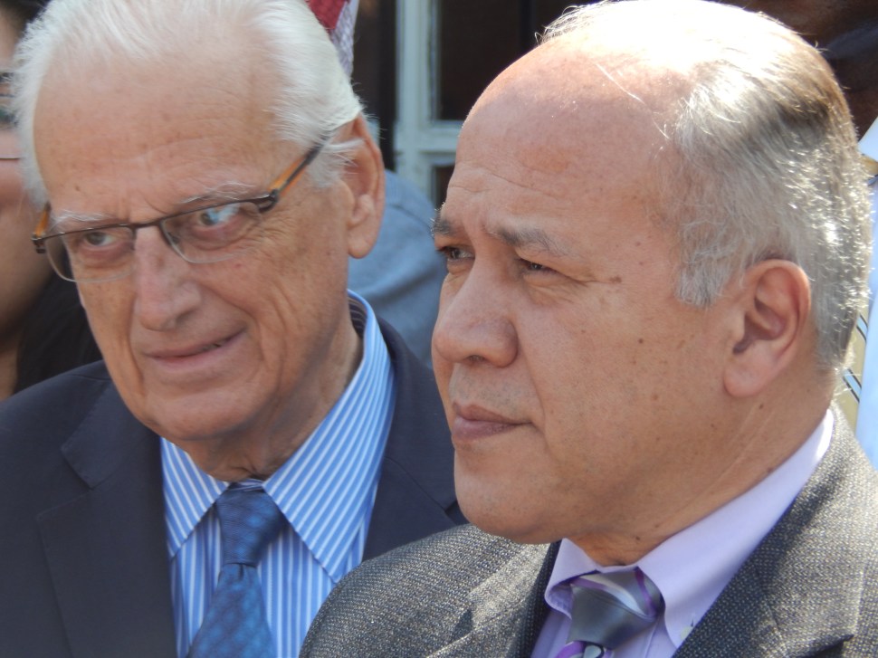 U.S. Rep. Bill Pascrell, left, at the Great Falls this morning with Paterson Mayor Jose "Joey" Torres.