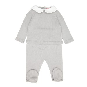 The Lucio Cotton Knitted Baby set in grey (Photo: www.lacoquetakids.com)