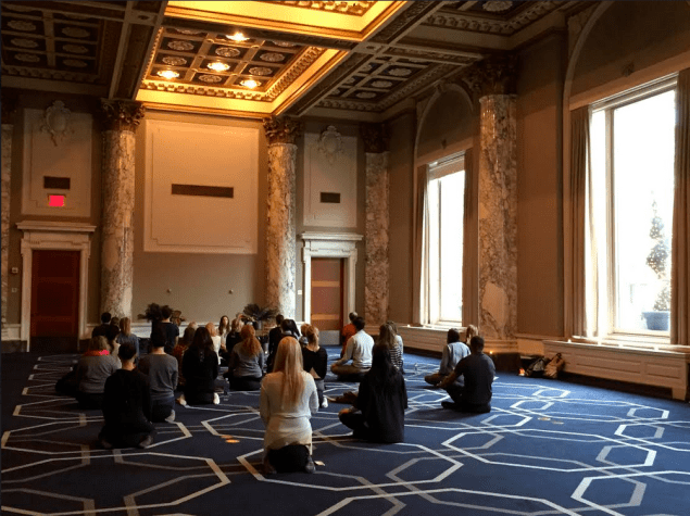 A meditation session in the W Hotel's Great Room. (Photo: the W Hotel)