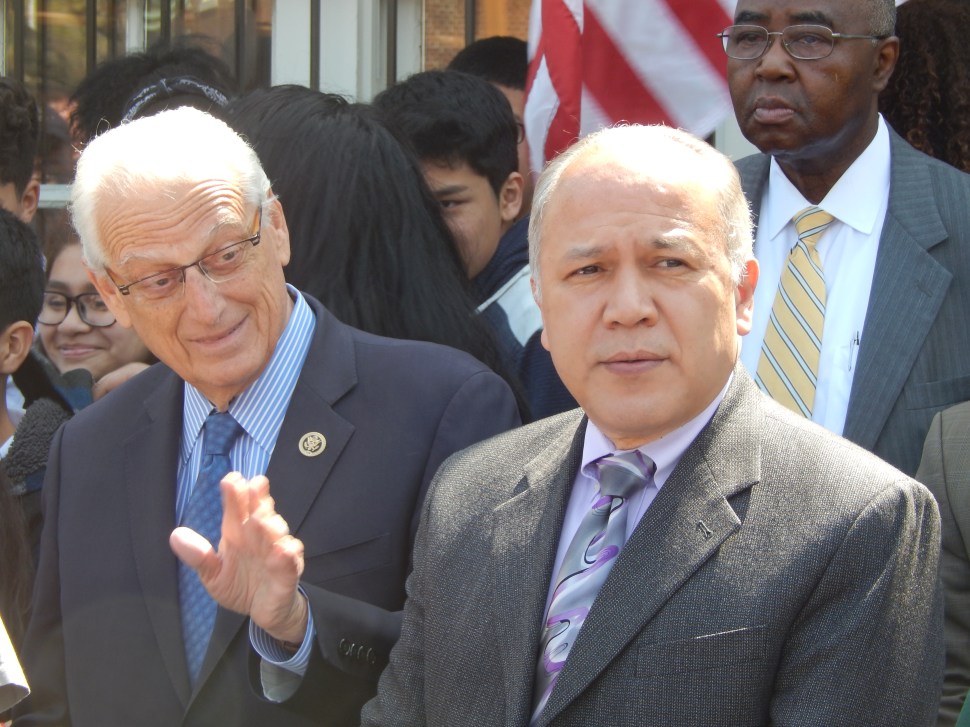 Paterson Mayor Jose "joey' Torres, right, this morning at the Great Falls with U.S. Rep. Bill Pascrell (D-9).