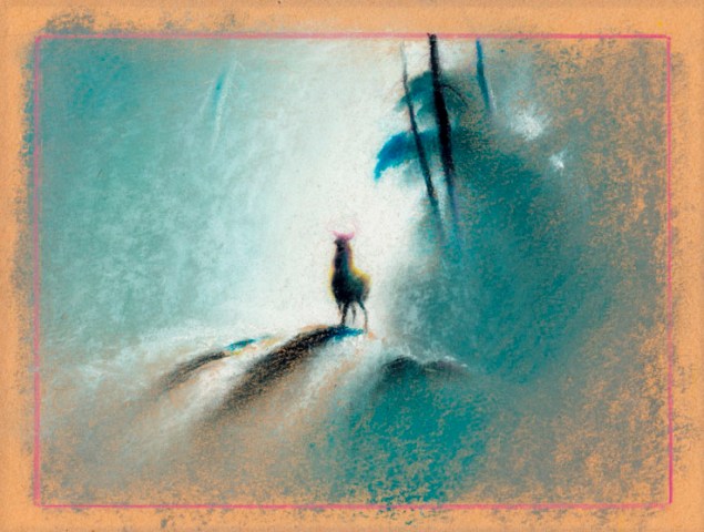 One of the iconic paintings of Bambi in the forest that helped Tyrus Wong's work become the basis for the art in the film (Courtesy of Ron and Diane Miller)