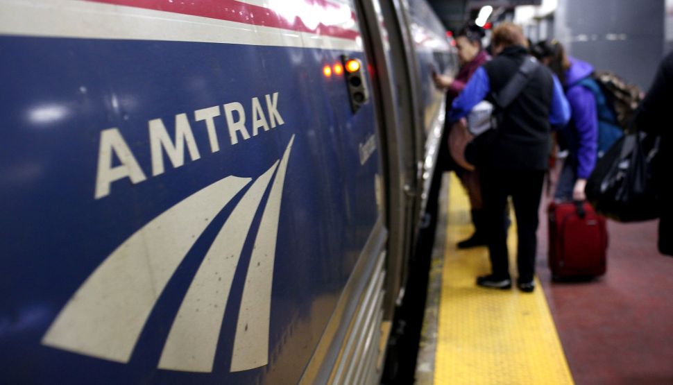 An Amtrak train at Penn Station.