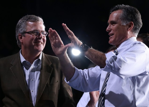 Jeb Bush and Mitt Romney. (Photo: Justin Sullivan/Getty Images)