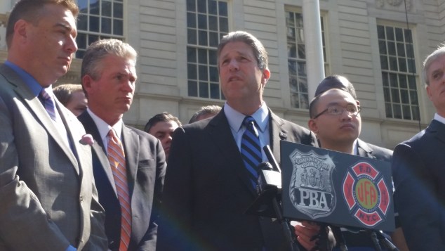 PBA President Patrick Lynch today. (Photo: Ross Barkan/New York Observer)