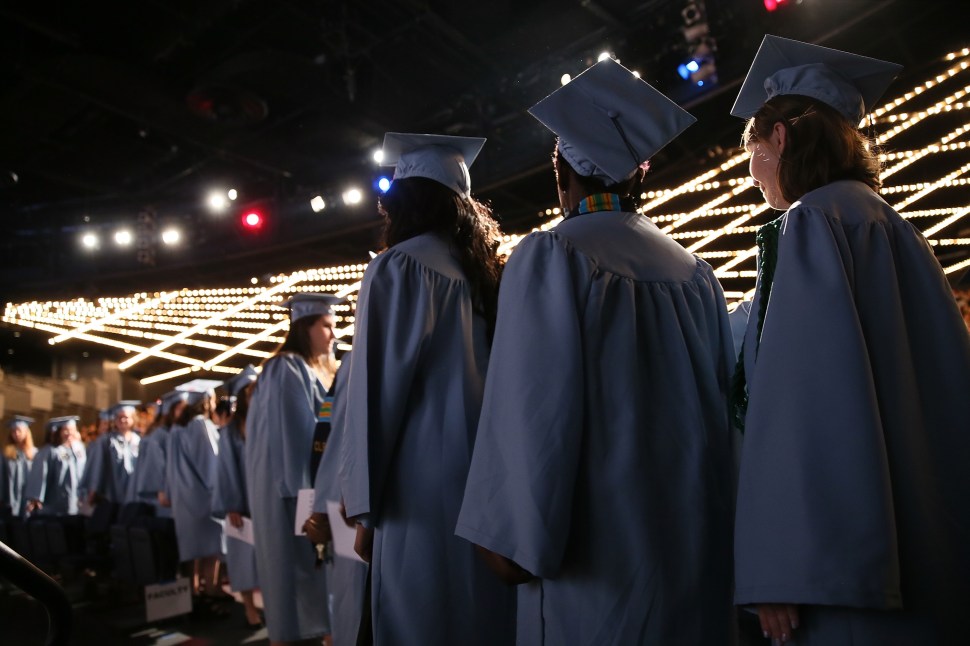 NEW YORK, NY - MAY 17:  Members of the Barnard College Class of 2015 line up during the 123rd Commencement of Barnard College at The Theater at Madison Square Garden on May 17, 2015 in New York City.  (Photo: Jemal Countess/Getty Images)