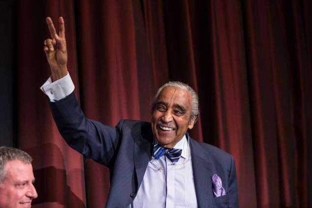 Congressman Charles Rangel with Mayor Bill de Blasio (left).