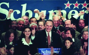 Mr. Schumer on the night he was elected a U.S. senator. (Photo" HENNY RAY ABRAMS/AFP/Getty Images)