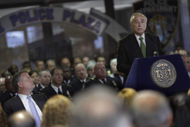 Police Commissioner Bill Bratton speaks during a One Police Plaza memorial service. (Photo: William Alatriste/New York City Council)