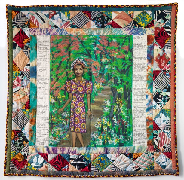 Faith Ringgold, Maya's Quilt of Life, acrylic on canvas with pieced fabric border, 1989. (Photo Courtesy of Swann Galleries)