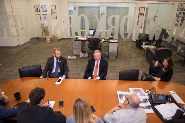 Illinois Senator Richard Joseph "Dick" Durbin speaks to the staff of New York Observer by Arman Dzidzovic/New York Observer
