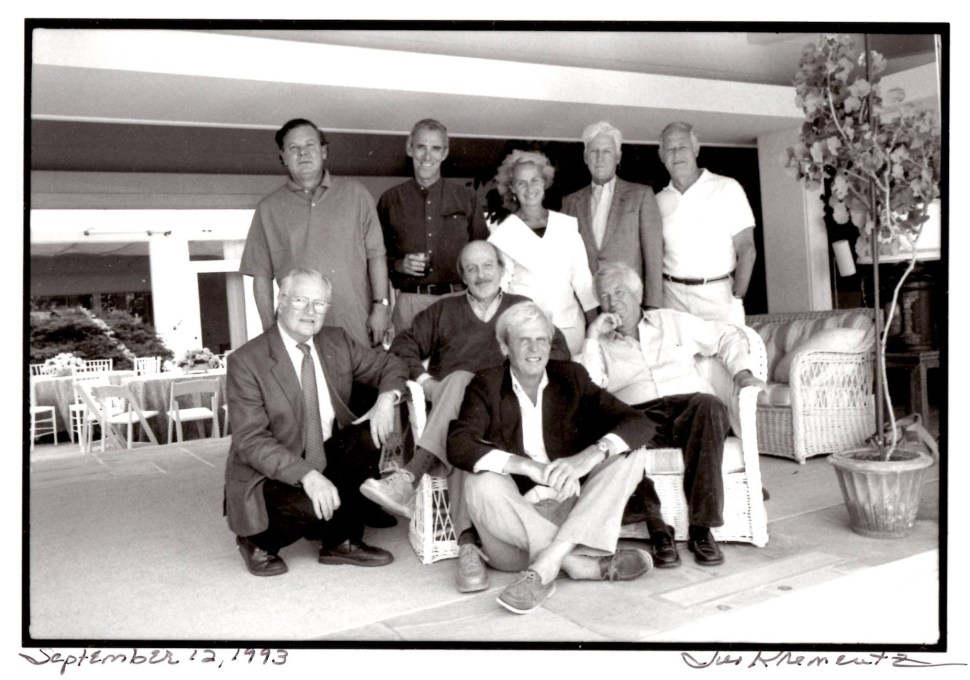 James Salter photographed by Jill Krementz on September 12, 1993, at a Paris Review Celebration in East Hampton. Front row: George Plimpton; Second Row, left to right: John Ashbery, Ed Doctorow, Bill Styron; back row: Willie Morris, Peter Matthiessen, Rose Styron, John Train, James Salter