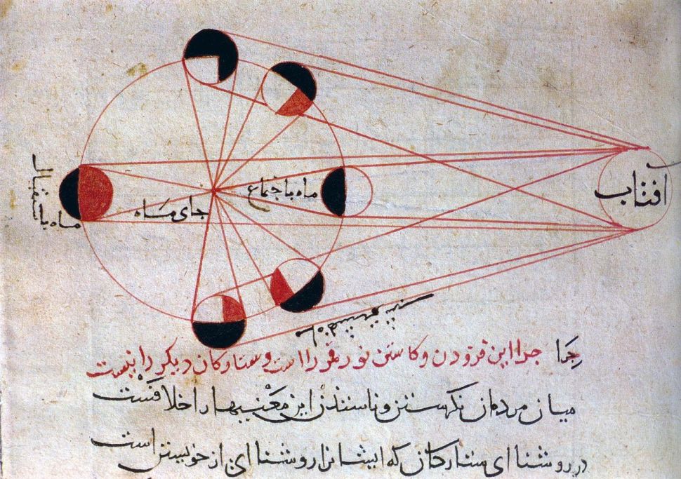 A Central Asian astronomer's astronomical illustration explains the different phases of the moon. He collaborated on this work with Abu al-Wafa' al-Buzjani. (Image: Public Domain)
