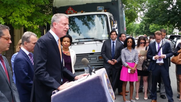 Mayor Bill de Blasio today. (Photo: Ross Barkan/New York Observer)