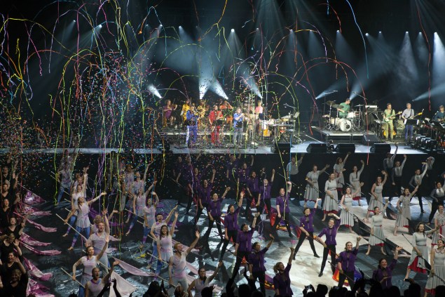 The grand finale of "Contemporary Color" brought out all ten Color Guard teams. (Photo by Julia Cervantes)