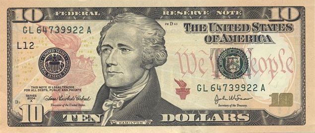 The current $10 bill. (Photo: Wikipedia)