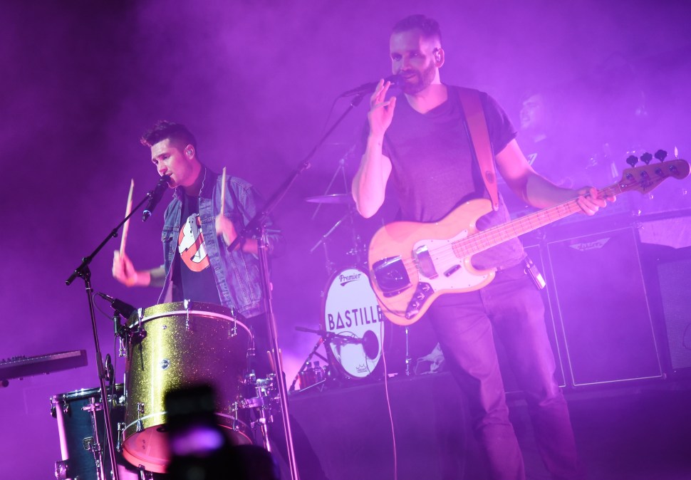 Bastille performing at the Mercedes-Benz Evolution Tour in New York City (Photo: Getty). 