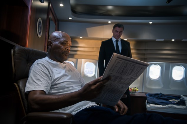 Samuel L. Jackson, left, and Ray Stevenson in Big Game.