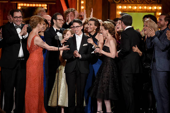 Alison Bechdel, shown on the stage of Radio City Music Hall, wrote the graphic novel on which Fun Home, winner of the 2015 Tony Award for Best New Musical, is based. Getty Images