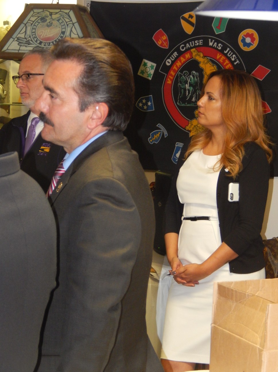 Speaker Vincent Prieto (D-32), left, and SEIU 32BJ's Political Director Julie Diaz.