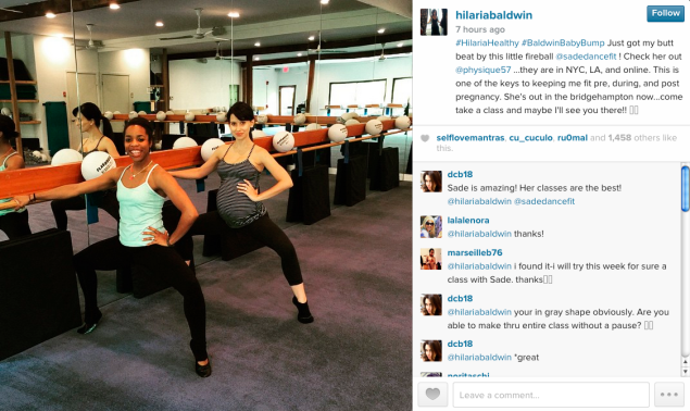 Hilaria Baldwin visited Physique 57. (Photo: Instagram)