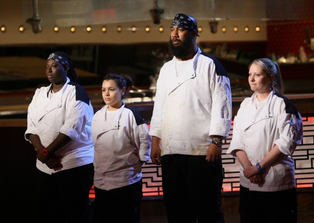 HELL'S KITCHEN: L-R: Contestants T, Michelle, MIlly and Meghan in the all-new, "4 Chefs Compete” episode of HELL’S KITCHEN airing Tuesday, June 2 (9:00-10:00 PM ET/PT) on FOX. CR: Greg Gayne / FOX. © 2015 FOX Broadcasting Co.