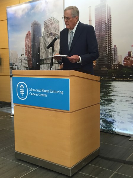David H. Koch gave Memorial Sloan Kettering the largest single gift in its history to build a new Center for Cancer Care. The $150 million commitment brings Koch's total to $225 million. (New York Observer)