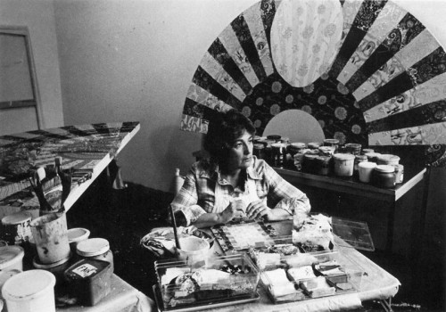 Miriam Schapiro in the studio, 1980. (Photo: Courtesy Flomenhaft Gallery)