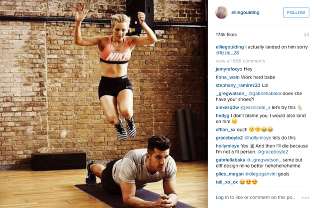 Ellie Goulding wasn't alone at the gym. (Photo: Instagram/Ellie Goulding)