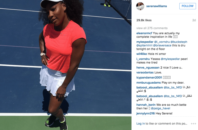 Ms. Williams struck a pose on the court the other day. (Photo: Instagram/Serena Williams)