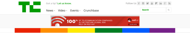 Techcrunch's homepage, at the top, following the SCOTUS decision. (Image: Screenshot)
