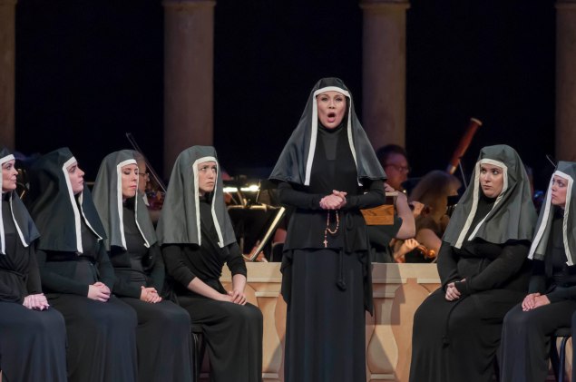 Hei-Kyung Hong, soprano, in Dialogues des Carmélites by Francis Poulenc, in the Venetian Theater at Caramoor in Katonah New York on July 23, 2015.  (Photo: Courtesy of Gabe Palacio)
