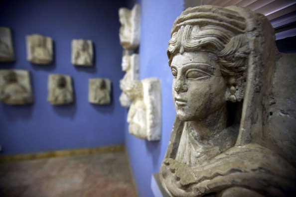 A sculpture found in Palmyra, now displayed at the city's museum. (Photo: Joseph Eid/AFP/Getty Images)