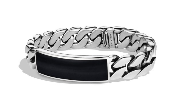 David Yurman Exotic Stone Narrow ID Bracelet with Black Onyx, $1,500, DavidYurman.com