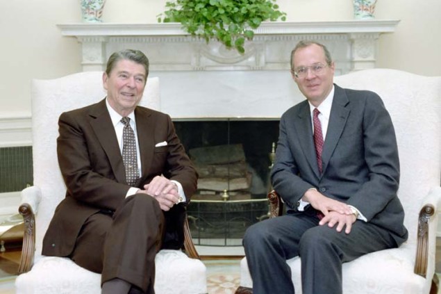 President Reagan meeting with Judge Anthony Kennedy after his nomination to the Supreme Court (Wikimedia)