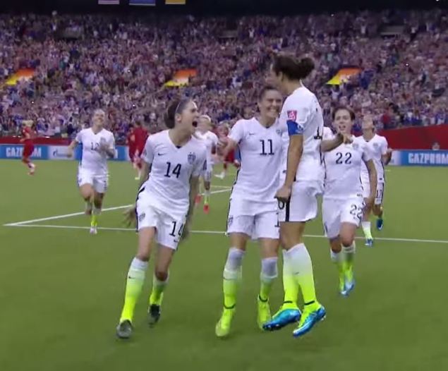 USWNT celebrates after goal (Photo: Screenshot/Youtube)
