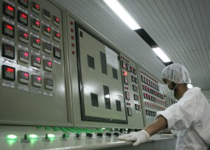 An Iranian technician works at the control room of the Isfahan Uranium Conversion Facilities (UCF), 420 kms south of Tehran, 03 February 2007. Iran opened the doors to its uranium conversion plant today in a bid to show its good intentions amid mounting international pressure for a halt its controversial nuclear programme. A delegation of Non-Aligned Movement (NAM) and Group of 77 representatives arrived at the facility in the central city of Isfahan together with foreign and Iranian journalists for a guided tour.  AFP PHOTO/BEHROUZ MEHRI (Photo credit should read BEHROUZ MEHRI/AFP/Getty Images)