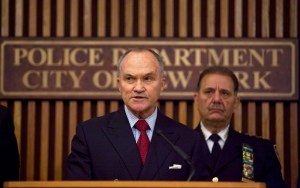 Former New York Police Commissioner Raymond Kelly (L) speaks as former Chief of Police Joseph Esposito looks on. (Photo by Ramin Talaie/Getty Images)