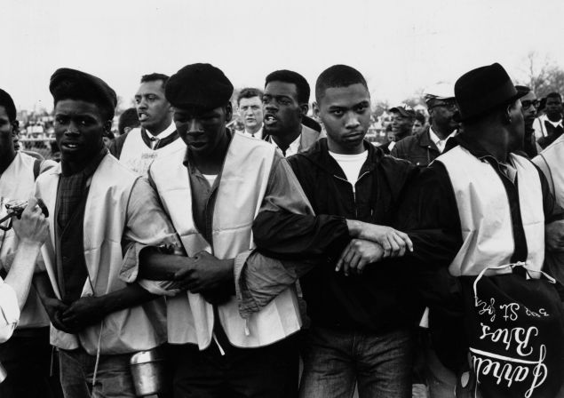 March 1965: Participants in a black voting rights march in Alabama. Dr Martin Luther King led the march from Selma, Alabama, to the state capital in Montgomery.  (Photo: William Lovelace/Express/Getty Images)