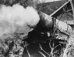 A French gun firing at the advancing Germans during the unsuccessful defense of the Maginot Line  (Photo by Keystone/Getty Images)