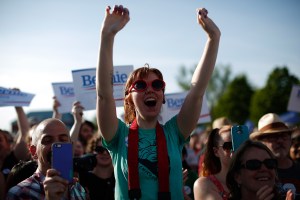 Supporters of U.S. Sen. Bernie Sanders (I-VT) cheer as he officially announces his candidacy for the U.S. presidency during an event at Waterfront Park May 26, 2015 in Burlington, Vermont.  (Photo: Win McNamee/Getty Images)