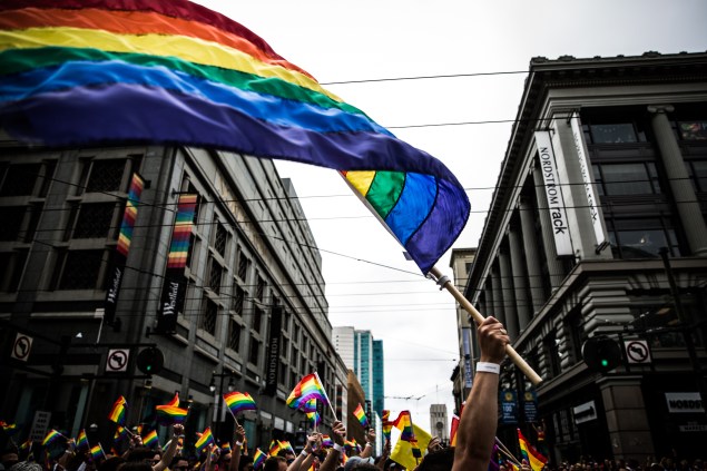 SAN FRANCISCO, CA- JUNE 28: A huge contingent of Apple employees march in the San Francisco Gay Pride Parade, June 28, 2015 in San Francisco, California. The 2015 pride parade comes two days after the U.S. Supreme Court's landmark decision to legalize same-sex marriage in all 50 states. (Photo by Max Whittaker/Getty Images)