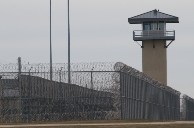 THOMSON, IL - NOVEMBER 15:  A guard tower and prison yard remains empty at the Thomson Correctional Center on November 15, 2009 in Thomson, Illinois. The closed prison facility is being considered by the Department of Defense to house suspects from the closing U.S. Guantanamo Bay prison.  (Photo by David Greedy/Getty Images)