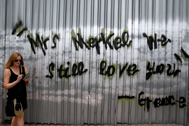 "Mrs. Merkel We Still Love You" Greek bailout art