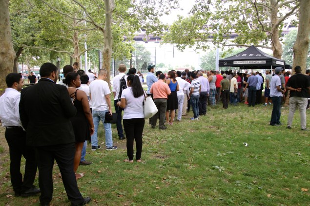Hundreds of interested drivers came out to Uber's first job tour yesterday. (Giulia Olsson/The New York Observer)