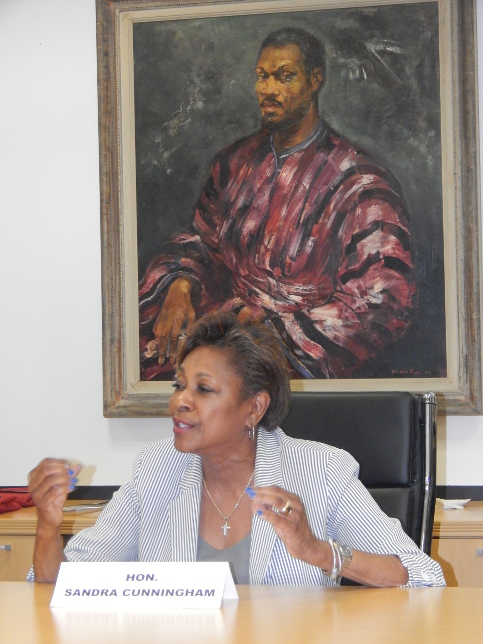 Cunningham went to college by taking advantage of the EOF program, she told students this morning.