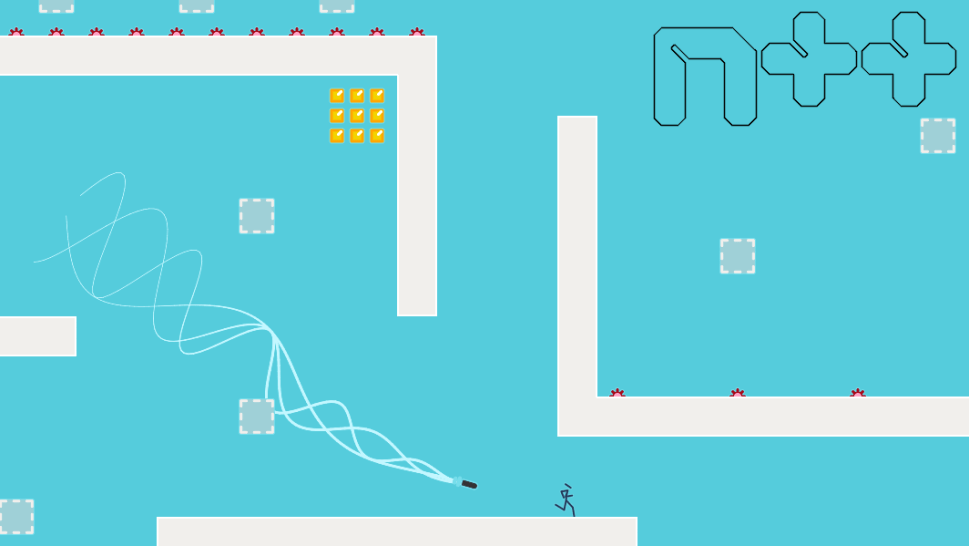 Rockets are one of the more banal threats in the new puzzle, adventure game, N++. (Image: Metanet)